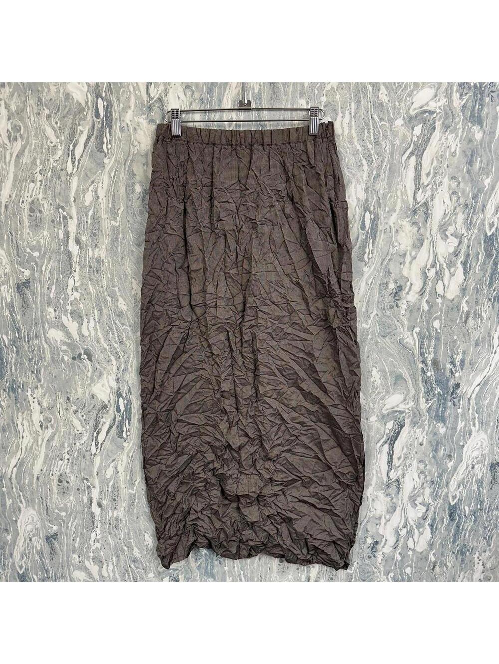 Academia  Boho Minimalist Lagenlook Avant-Garde Brown Twead Maxiskirt (XL)